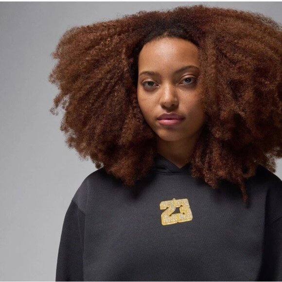 Jordan Gel Oversized Pullover Hoodie Statement Fleece Charcoal 23 Bling Logo M - Picture 6 of 11